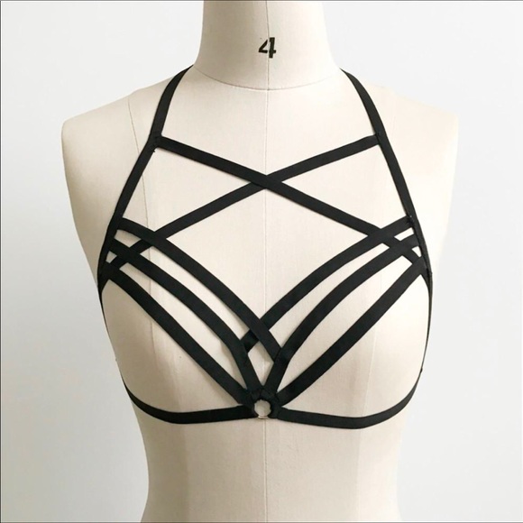 Strappy Cage Bralette in Black - Picture 4 of 6